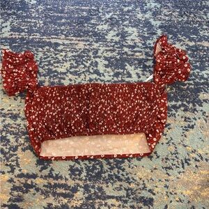 Red Floral Smocked Crop Top